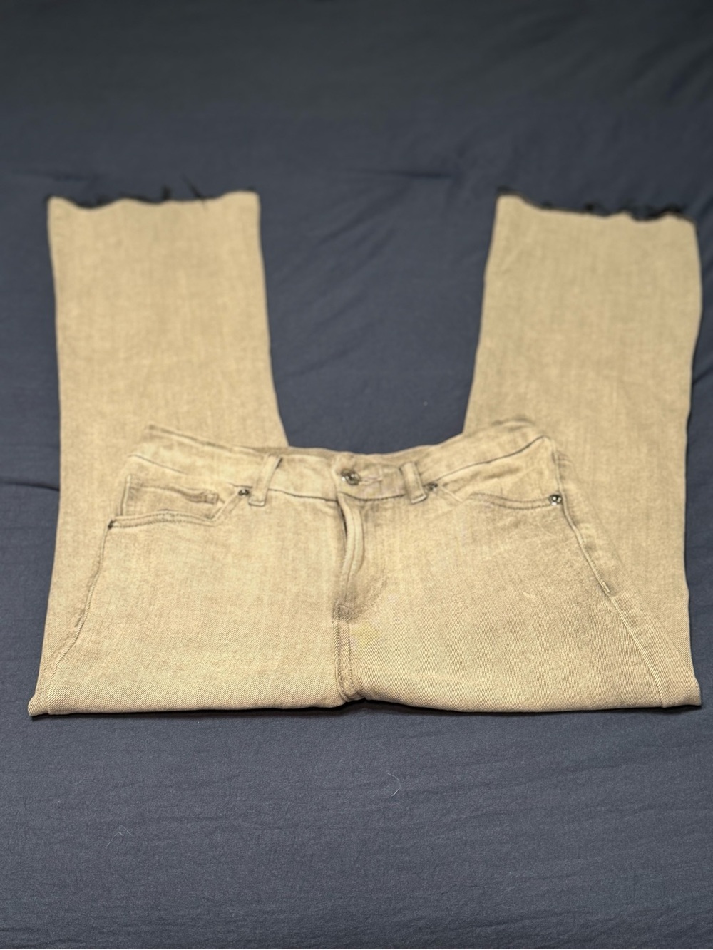 Express Cropped Flare Jeans in Light Wash Blue